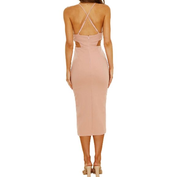 NWT Hello Molly Love Dust Side Cut Out Midi Dress Blush Small Event Party - Picture 3 of 9